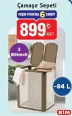ÇAMAŞIR SEPETİ 2 BÖLMELİ 84 L fiyat ve kampanya bilgisi
